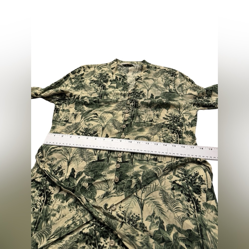 Zara Tropical Print Belted Shirt Dress XL - Picture 9 of 12